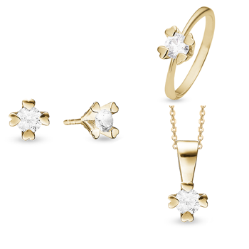 Mary 14 kt guld smykkesæt med i alt 4,00 ct labgrown diamanter Wesselton VS